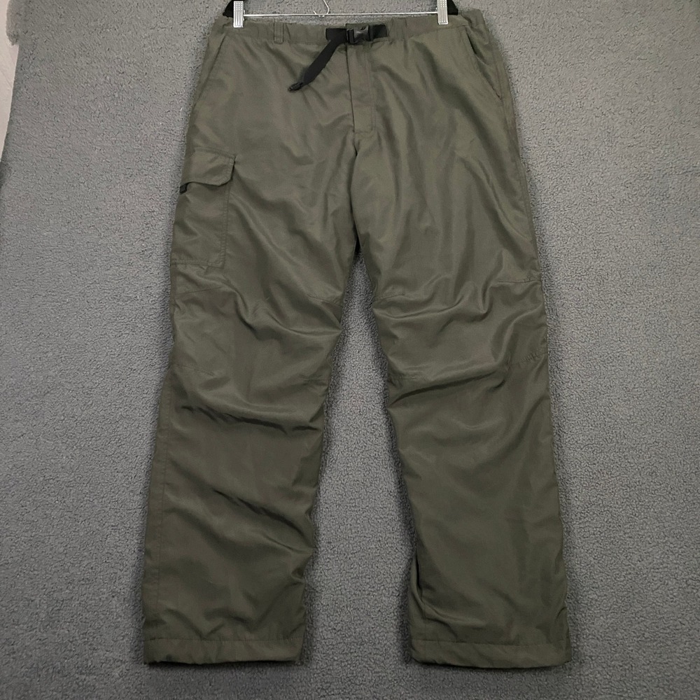 Uniqlo Heattech Warm Lined Pants Men XL Gray Belted Fleece Cargo Utility Hiking